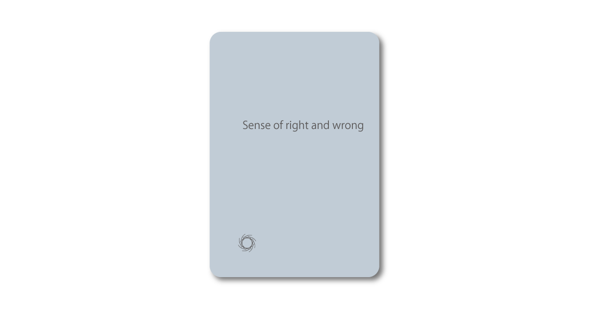 Let go oracle card with the message "Sense of right and wrong"