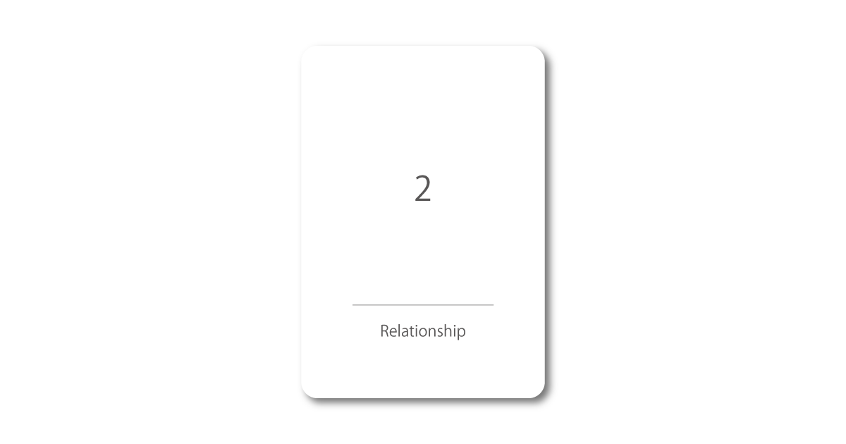 Numbers oracle card with the message "2 – Relationship"