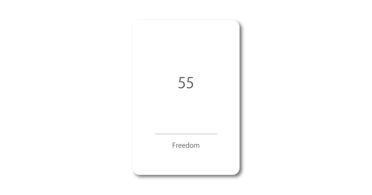 Numbers oracle card with the message "55 – Freedom"