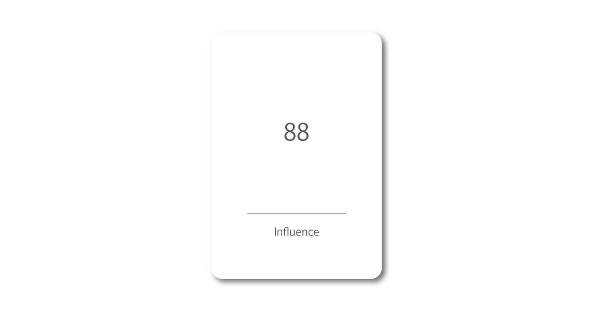 Numbers oracle card with the message "88 – Influence"